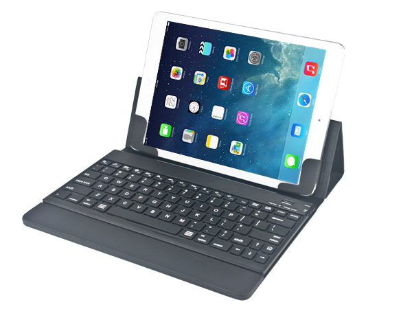 Bluetooth keyboard leather cover case with stand functionfor ipad air